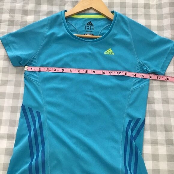 ADIDAS athletics sports t-shirt top blue lime green t-shirt clima cool small - Picture 5 of 8